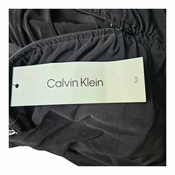 NWT Women’s Calvin Klein Ruched Black Sleeveless Blouse Size L - Picture 6 of 7